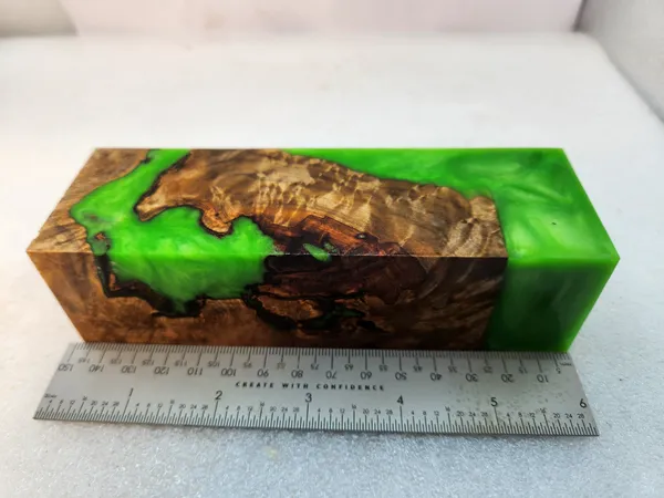 Emerald Green Stabilized Burl Maple Handle Block — photo 3