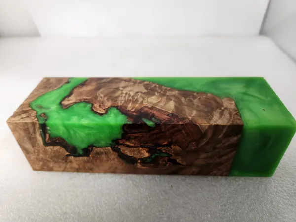 Emerald Green Stabilized Burl Maple Handle Block