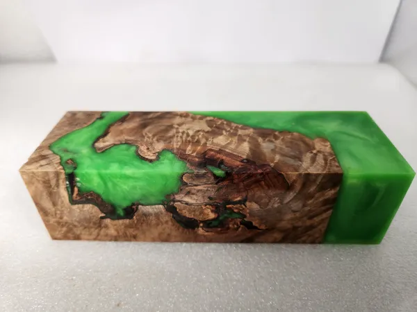 Emerald Green Stabilized Burl Maple Handle Block — photo 6