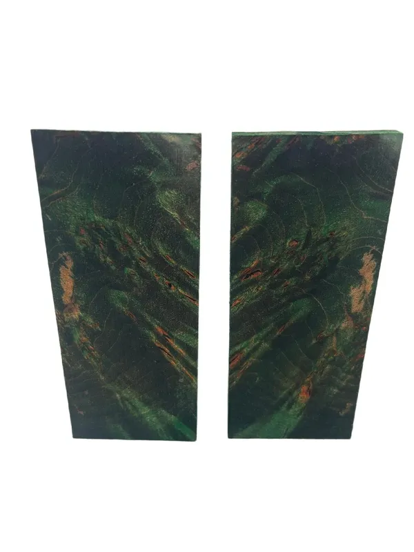 Matched Emerald Green Dyed Stabilized Maple Burl Knife Scales (5x2x0.25) — photo 2