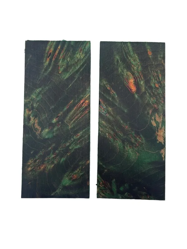 Matched Emerald Green Dyed Stabilized Maple Burl Knife Scales (5x2x0.25) — photo 3