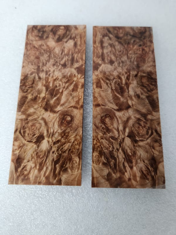 Clear Stabilized Burl Maple Knife Scales Bookmatched