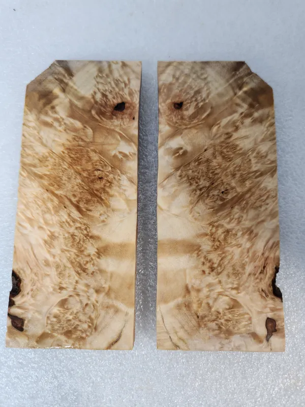 Clear Stabilized Burl Maple Knife Scales Bookmatched