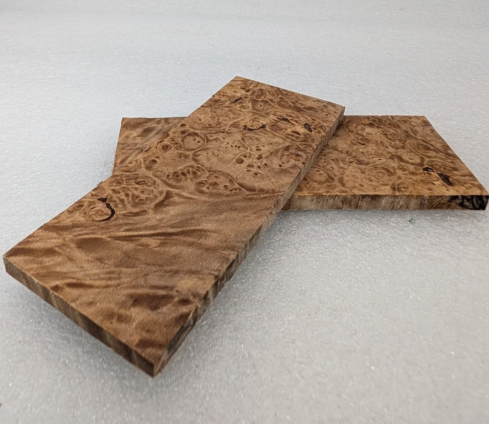 Clear Stabilized Burl Maple Knife Scales