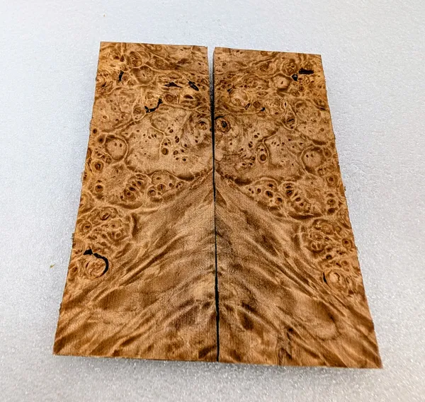 Clear Stabilized Burl Maple Knife Scales — photo 2