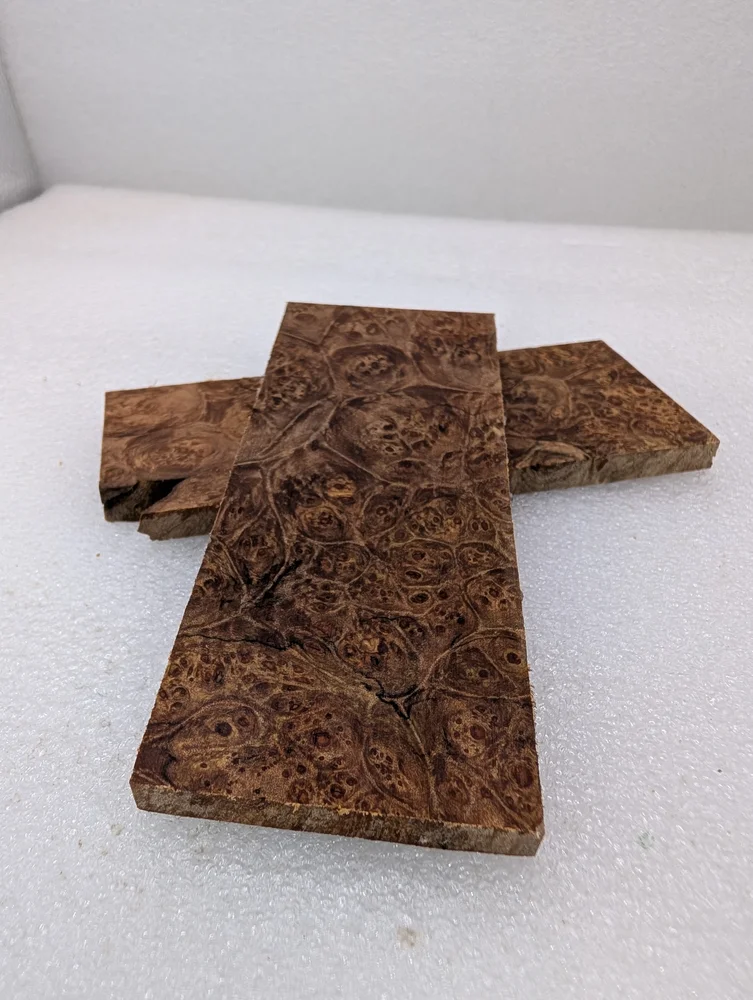 Exhibition Grade Bookmatched Stabilized Maple Burl Scales (5x2x0.25)