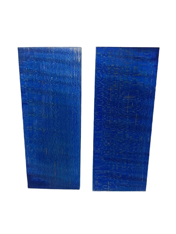 Electric Blue Dyed Curly Maple Stabilized Knife Handle Scales (5x2x0.23) — photo 2