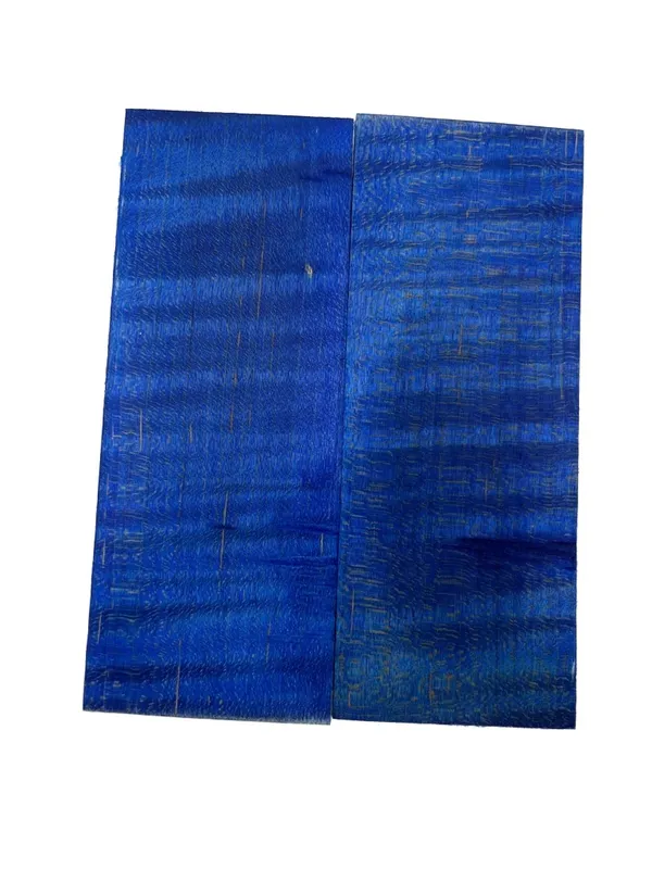 Electric Blue Dyed Curly Maple Stabilized Knife Handle Scales (5x2x0.23) — photo 3