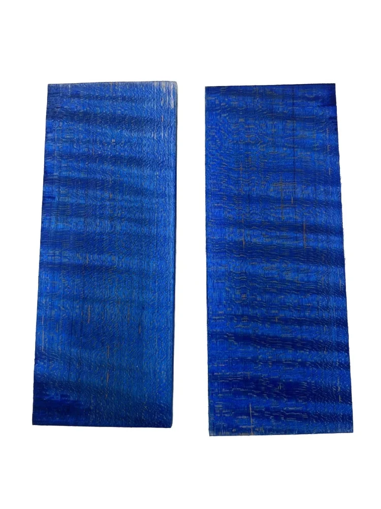 Electric Blue Dyed Curly Maple Stabilized Knife Handle Scales (5x2x0.23)