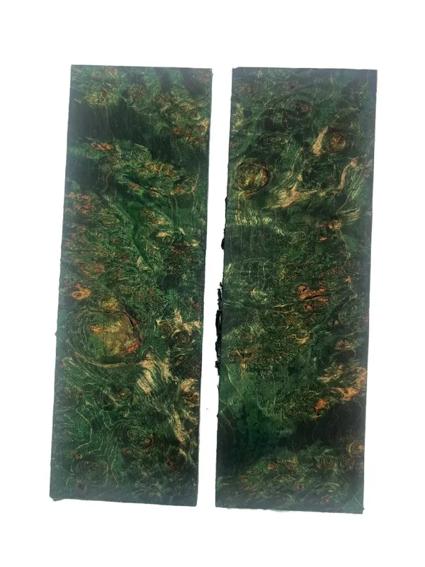 Exhibition Grade Emerald Green Dyed Stabilized Maple Burl Scales (6x2x0.25) — photo 3