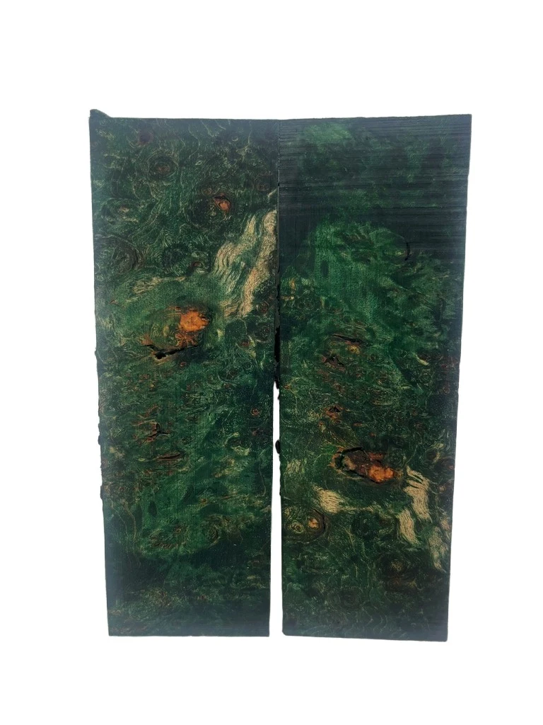 Exhibition Grade Emerald Green Dyed Stabilized Maple Burl Scales (6x2x0.25)