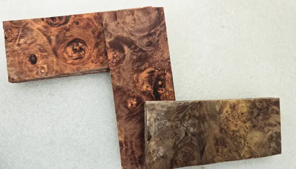 Clear Stabilized Burl Maple Knife Scales Bookmatched Kit — photo 3