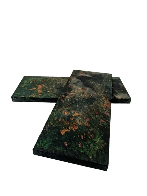 AAA Stabilized Emerald Green Dyed Maple Burl Knife Scales (5x2x0.25) — photo 2