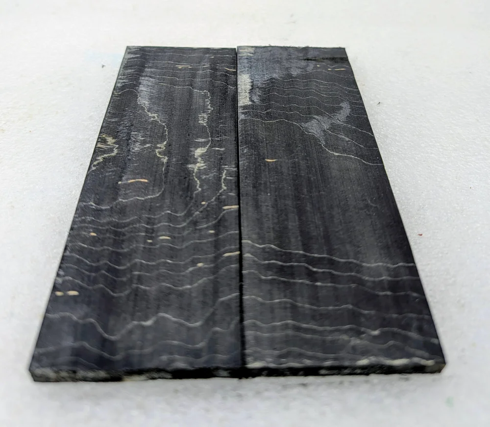 Midnight Black Stabilized Quilted Maple Knife Scales