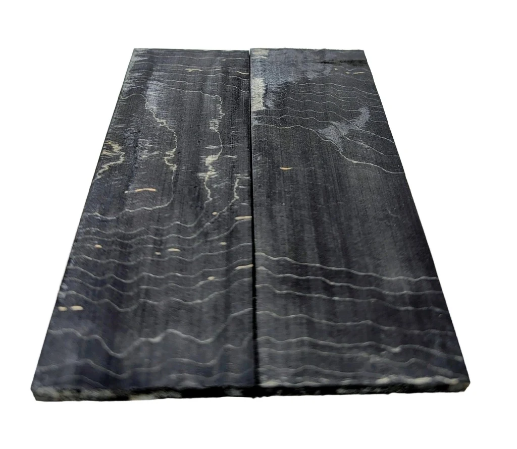 Rare Midnight Black Dyed Stabilized Quilted Maple Knife Handle Set (5x2x0.25)