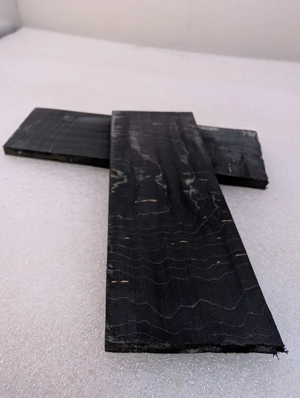 Midnight Black Stabilized Quilted Maple Knife Scales — photo 3