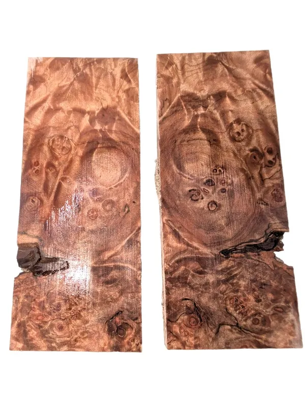 AAA Bookmatched Stabilized Maple Burl Scales (5x2x0.375) — photo 1