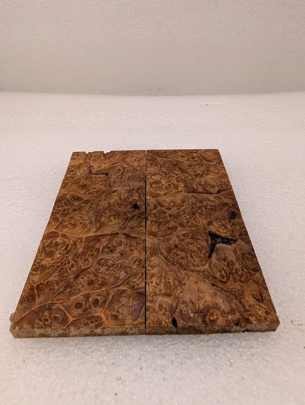Bookmatched Stabilized Maple Burl Knife Scales (5x2x0.25) — photo 2
