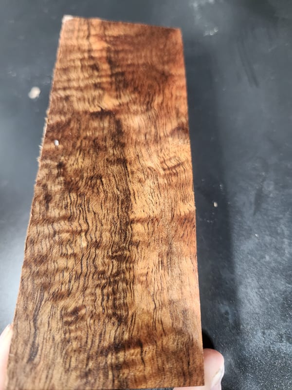 Clear Stabilized Curly Koa Handle Block — photo 4
