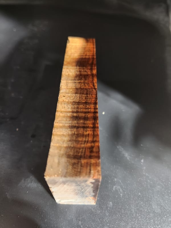 Clear Stabilized Curly Koa Handle Block — photo 3