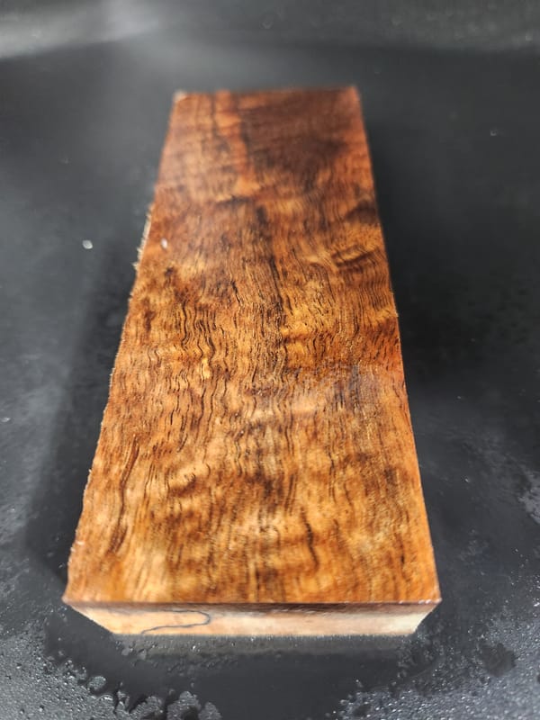 Clear Stabilized Curly Koa Handle Block