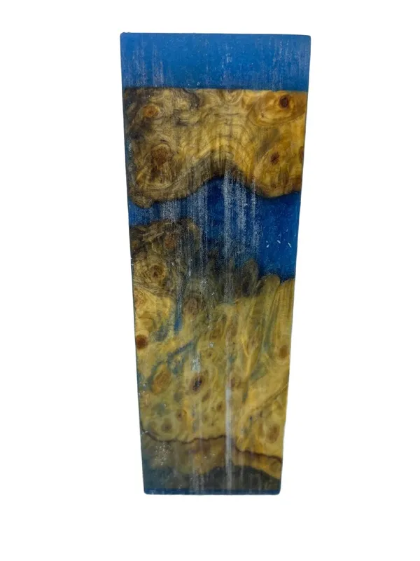 Electric Blue Dyed Stabilized Buckeye Burl Knife Handle Block (6x2x1.375) — photo 3
