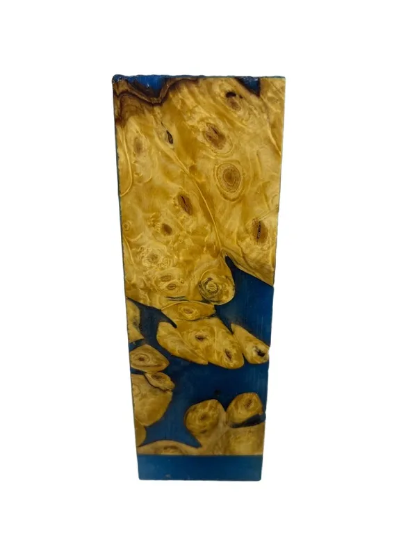 Electric Blue Dyed Stabilized Buckeye Burl Knife Handle Block (6x2x1.375) — photo 2
