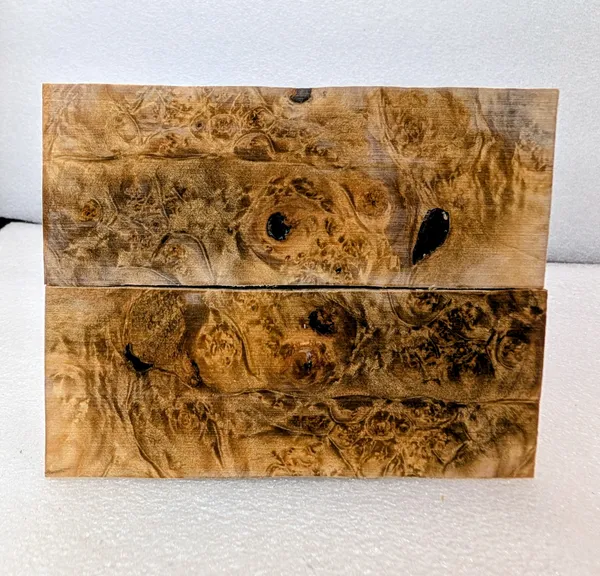Clear Stabilized Burl Maple Knife Scales — photo 2