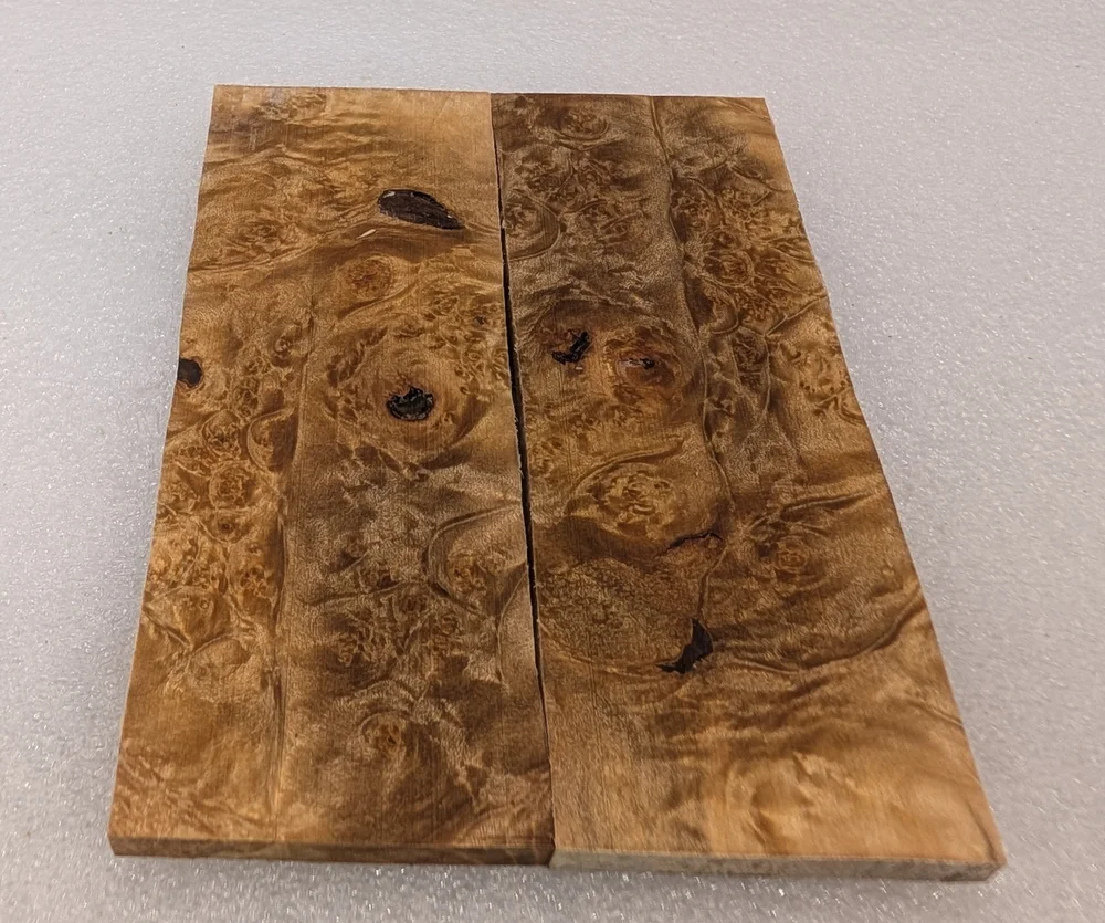 Clear Stabilized Burl Maple Knife Scales