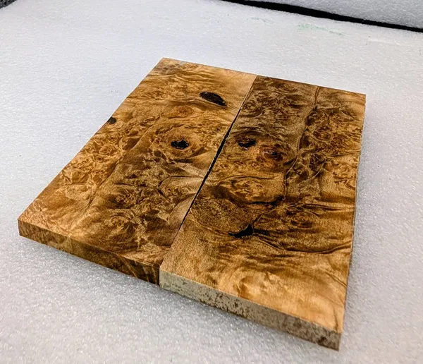 Clear Stabilized Burl Maple Knife Scales — photo 3