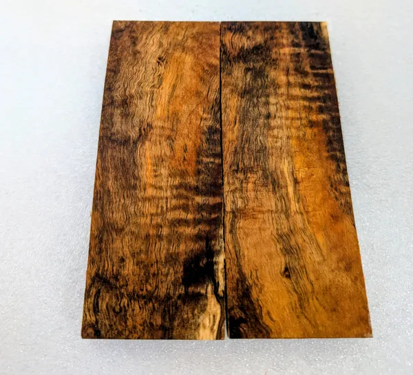 Clear Stabilized Curly Koa Knife Scales