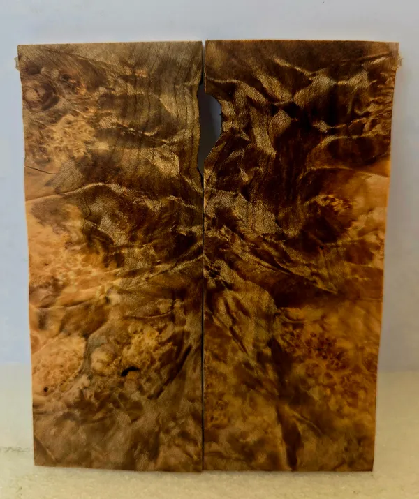 Clear Stabilized Burl Maple Knife Scales Bookmatched — photo 3