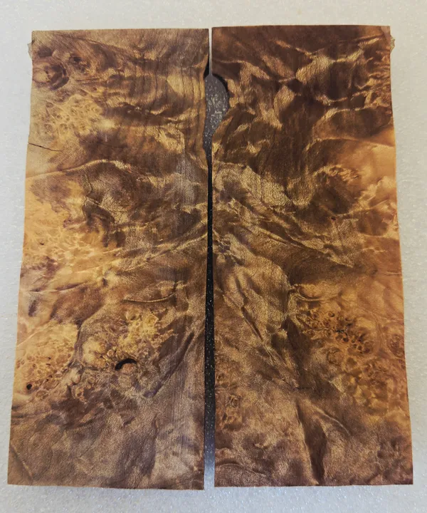Clear Stabilized Burl Maple Knife Scales Bookmatched — photo 2