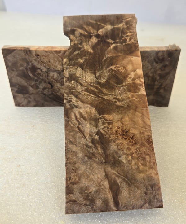 Clear Stabilized Burl Maple Knife Scales Bookmatched