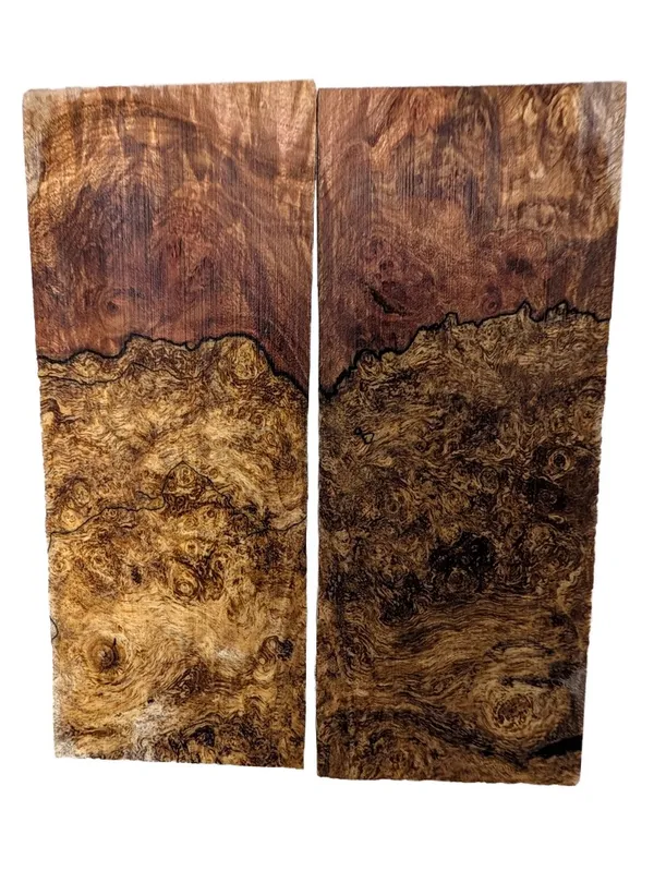 Premium Bookmatched Stabilized Maple Burl Scales (5x2x0.25) — photo 1