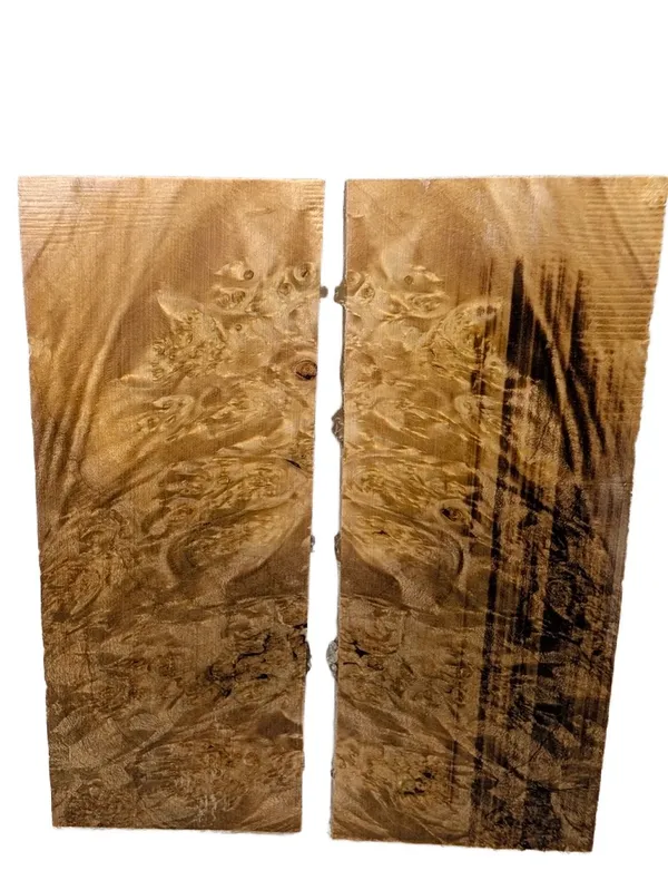 Bookmatched Stabilized Maple Burl Handle Material (5x2x0.25) — photo 3