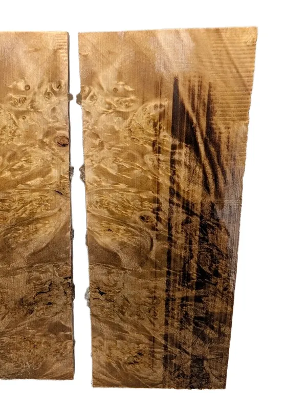 Bookmatched Stabilized Maple Burl Handle Material (5x2x0.25) — photo 2