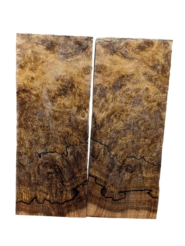 Premium Bookmatched Stabilized Maple Burl Scales (5x2x0.25) — photo 1
