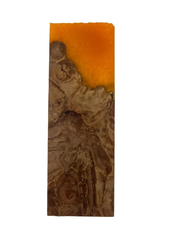 AAA Stabilized Resin Orange Dyed Maple Knife Handle Block (5.75x2x0.75) — photo 1