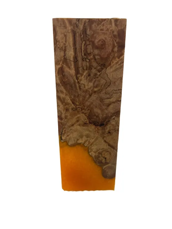 AAA Stabilized Resin Orange Dyed Maple Knife Handle Block (5.75x2x0.75) — photo 2
