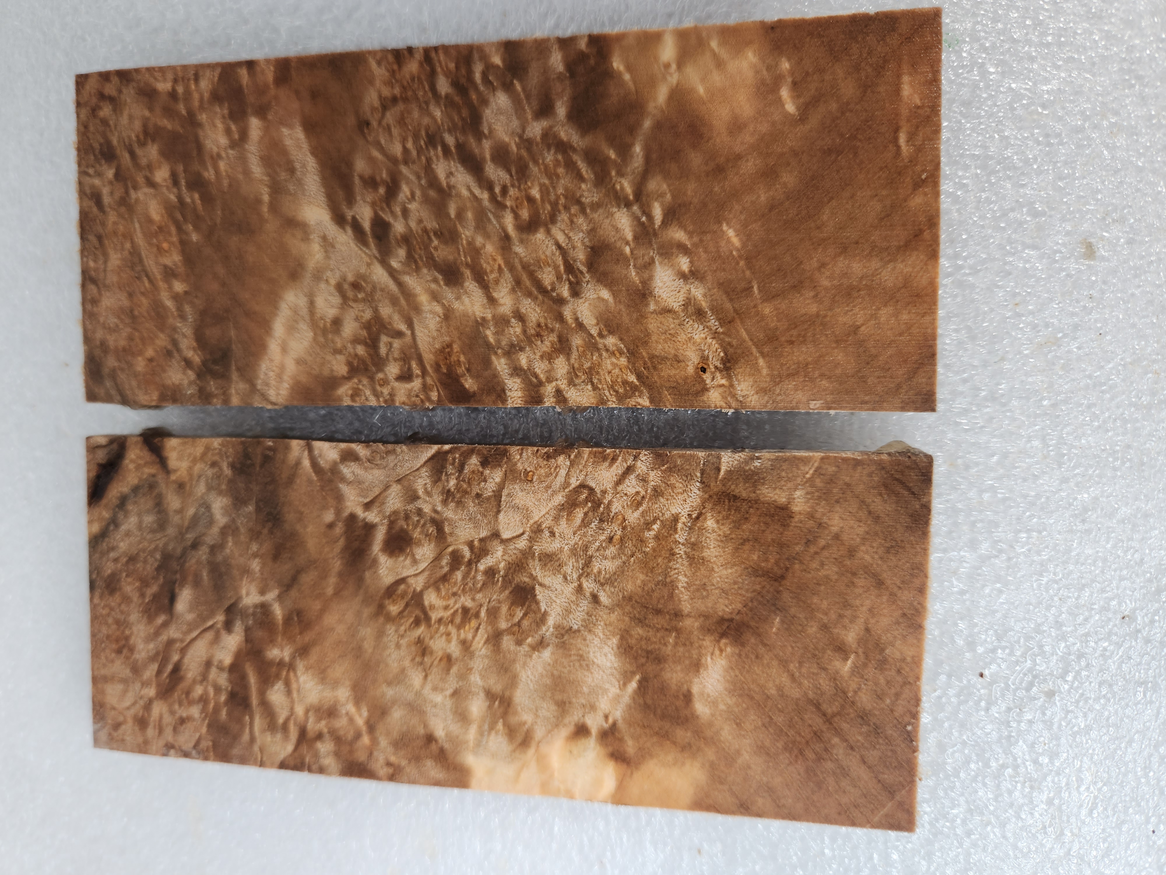 Clear Stabilized Burl Maple Knife Scales Bookmatched — photo 2