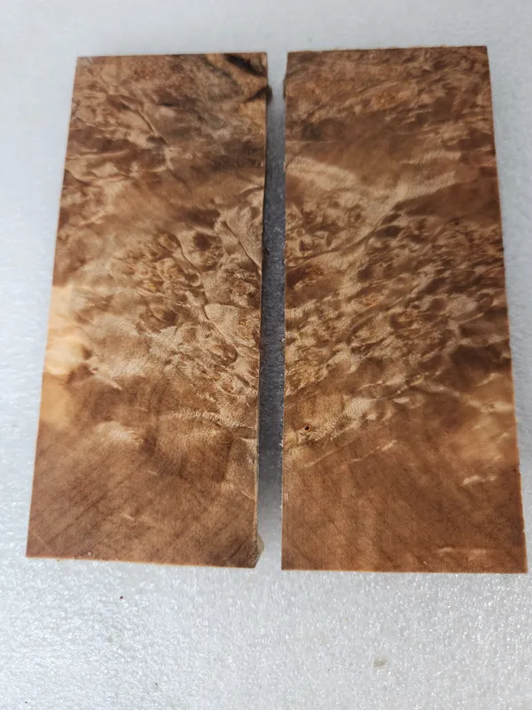 Clear Stabilized Burl Maple Knife Scales Bookmatched — photo 2