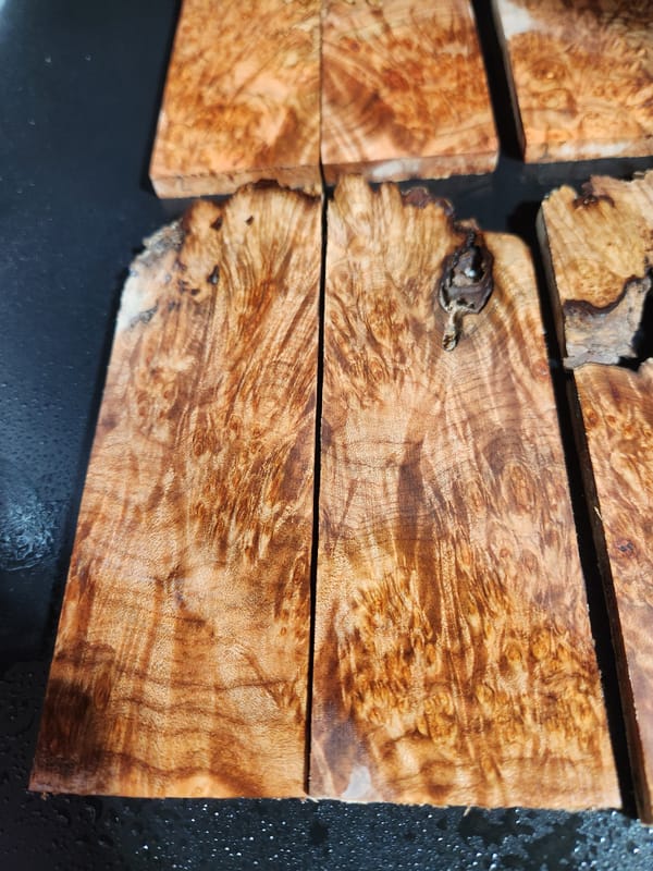 Clear Stabilized Burl Maple Knife Scales Bookmatched Kit