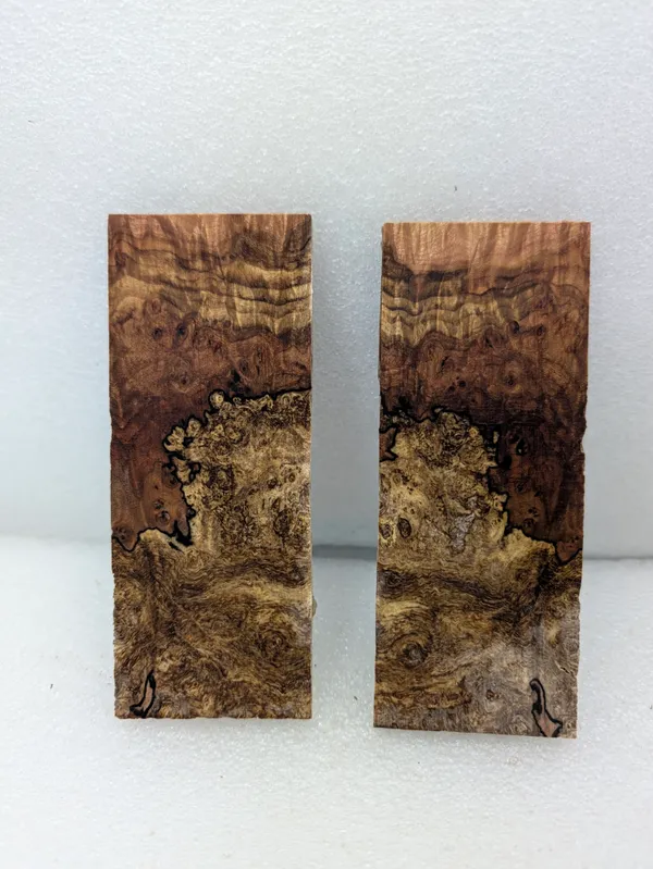 Bookmatched Stabilized Maple Burl Knife Scales (5x2x0.25) — photo 2