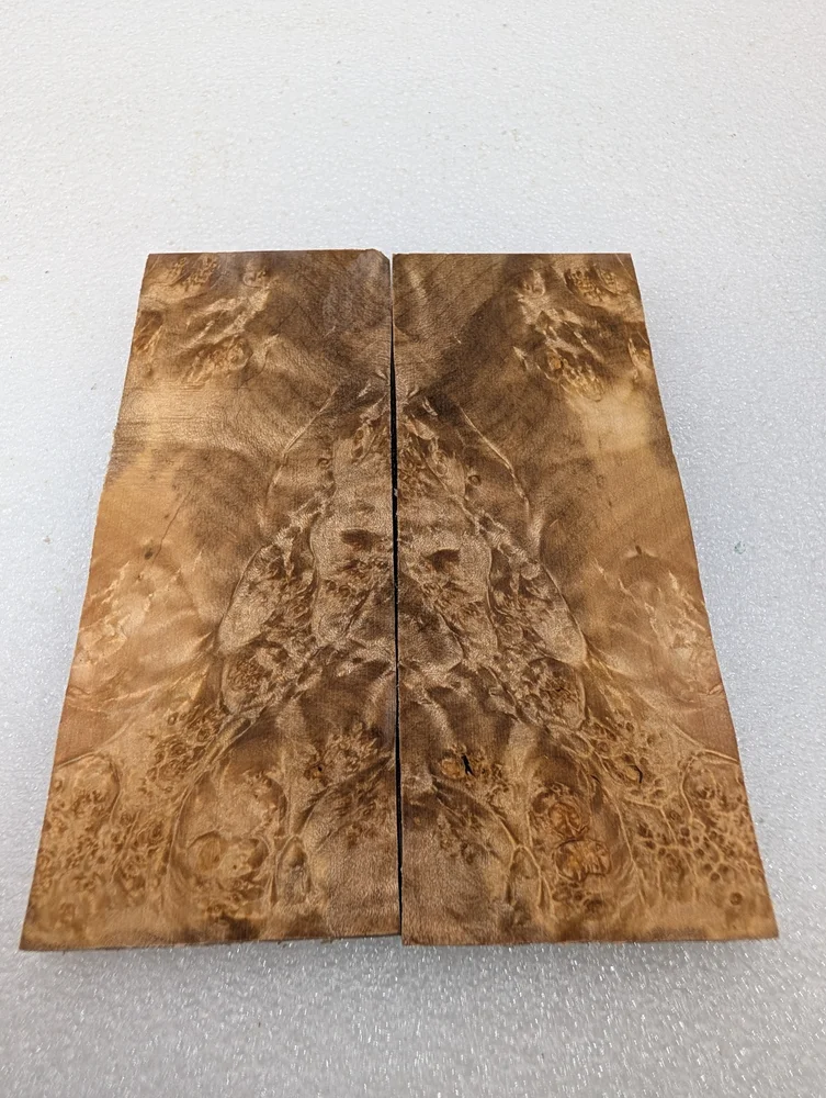 Bookmatched Stabilized Maple Burl Scale Set (5x2x0.25)