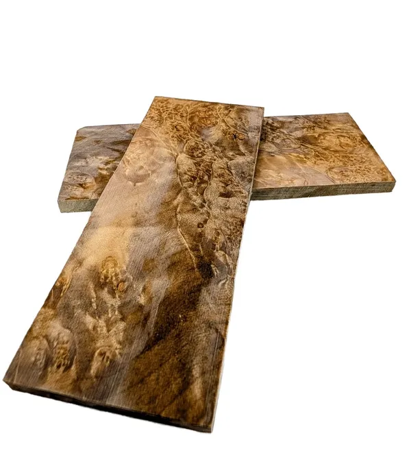 Bookmatched Stabilized Maple Burl Scale Set (5x2x0.25) — photo 2