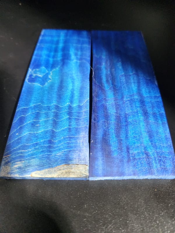 Matched Maple Knife Scales – Electric Blue Dyed (5x2x0.25)