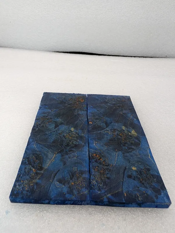 Electric Blue Stabilized Burl Maple Knife Scales — photo 2