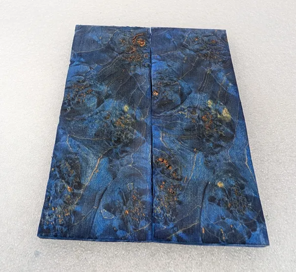 Electric Blue Stabilized Burl Maple Knife Scales — photo 4