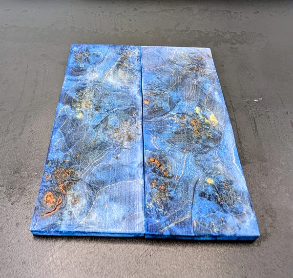 Electric Blue Stabilized Burl Maple Knife Scales — photo 3